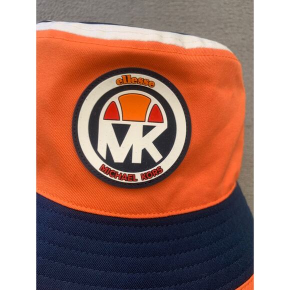 MICHAEL KORS Women‎ One Size Orange Navy Logo Bucket Hat - Picture 2 of 10